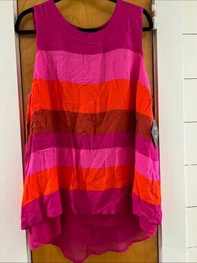 Ava & Viv Pink, Hot Pink, Orange Striped Tank Top